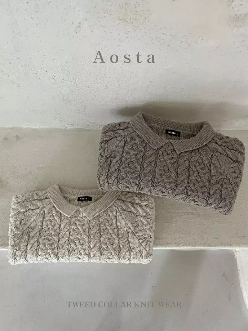 Aosta - Korean Children Fashion - #prettylittlegirls - Twid Knit Collar Tee - 4