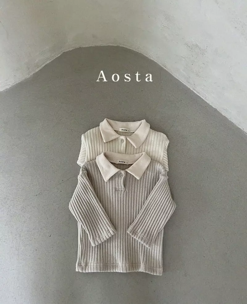 Aosta - Korean Children Fashion - #childofig - Rib Collar Tee - 2