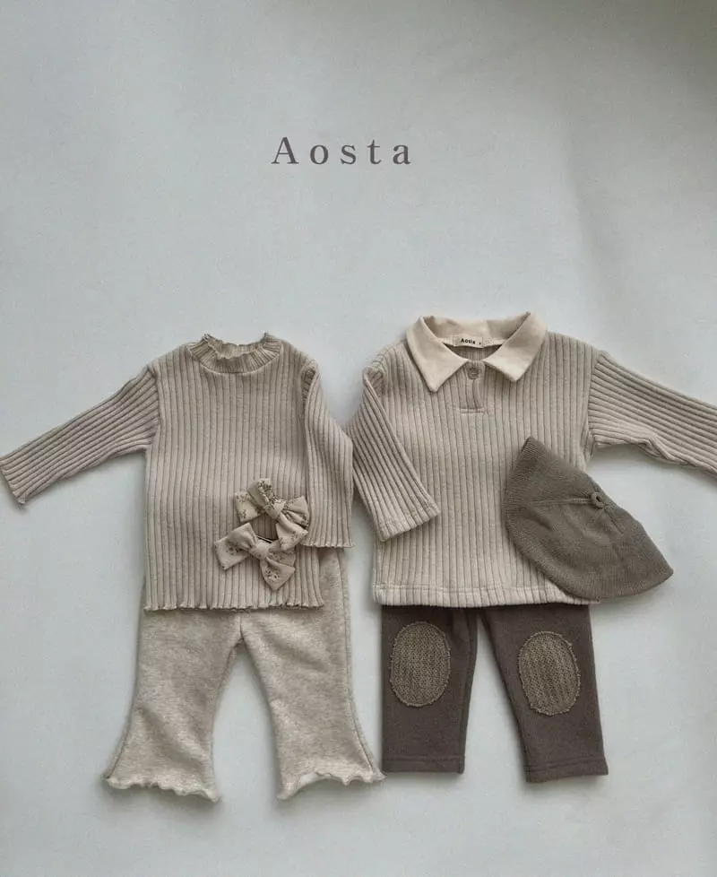Aosta - Korean Children Fashion - #designkidswear - Rib Collar Tee - 5