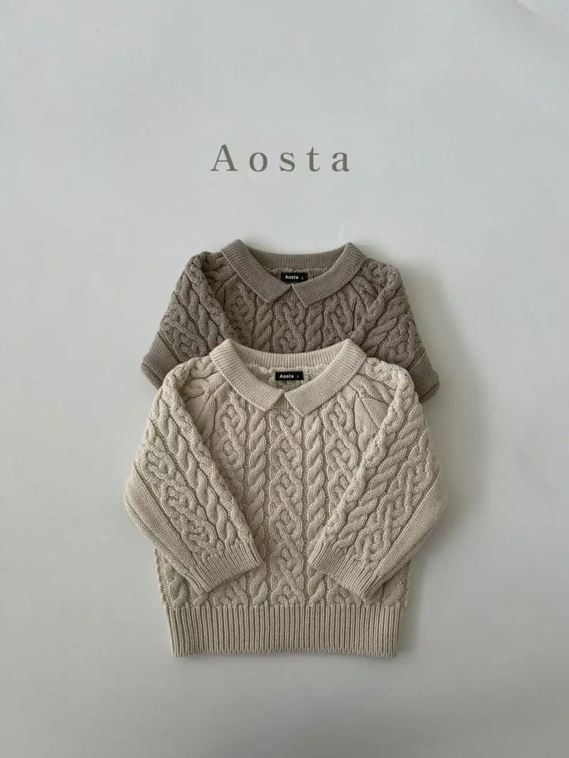 Aosta - Korean Children Fashion - #magicofchildhood - Twid Knit Collar Tee