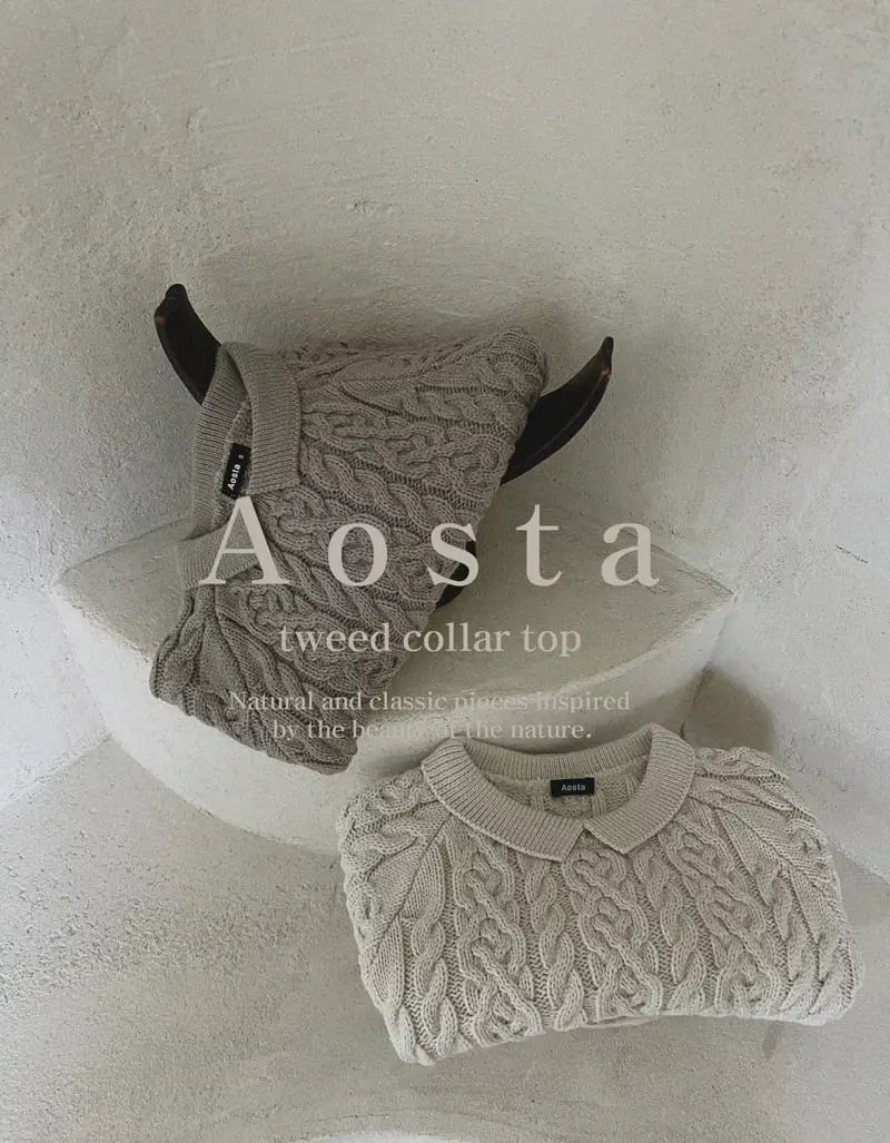 Aosta - Korean Children Fashion - #prettylittlegirls - Twid Knit Collar Tee - 3