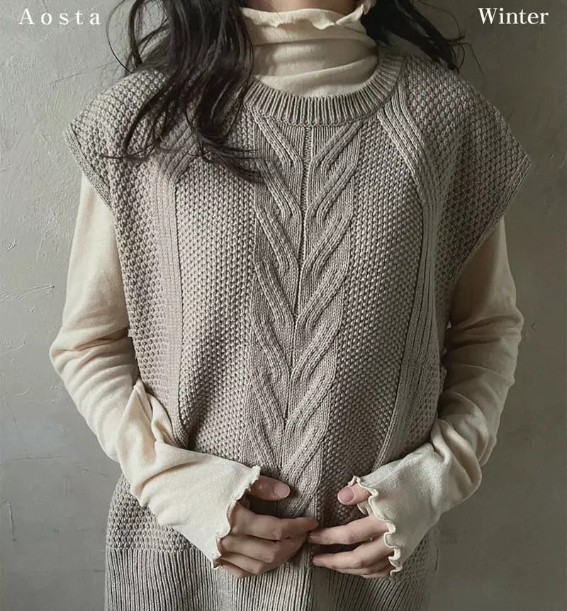 Aosta - Korean Women Fashion - #momslook - Mom Twid Knit Vest - 8