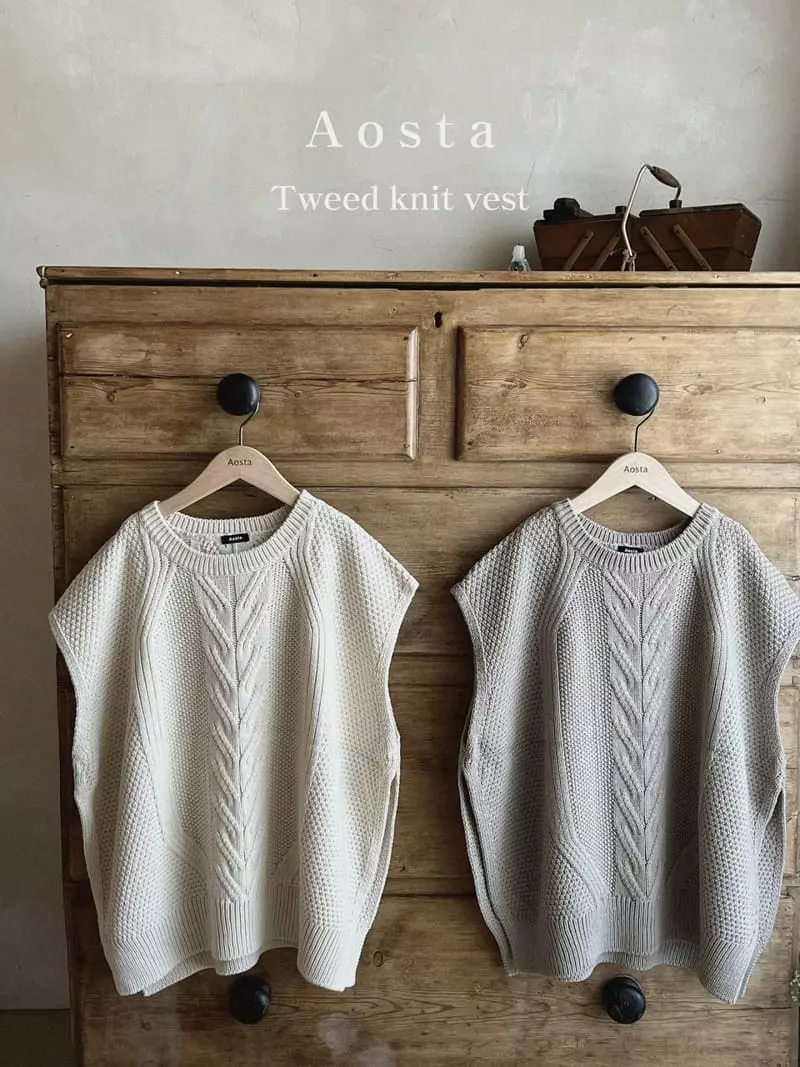 Aosta - Korean Women Fashion - #restrostyle - Mom Twid Knit Vest - 4