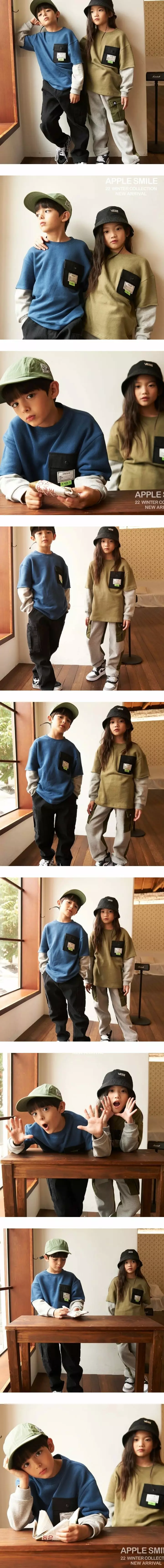 Apple Smile - Korean Children Fashion - #childofig - Pocket Tee