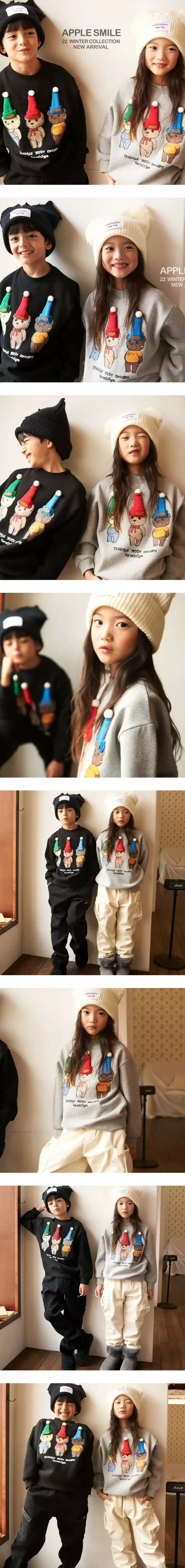 Apple Smile - Korean Children Fashion - #magicofchildhood - Bear Sweatshirt