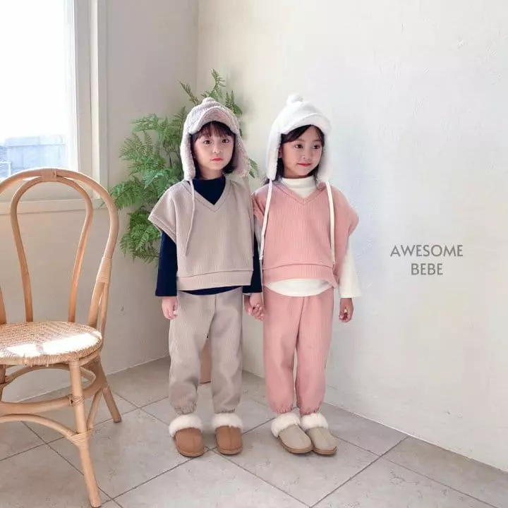 Awesome Bebe - Korean Children Fashion - #Kfashion4kids - Waffle Vest Set - 10