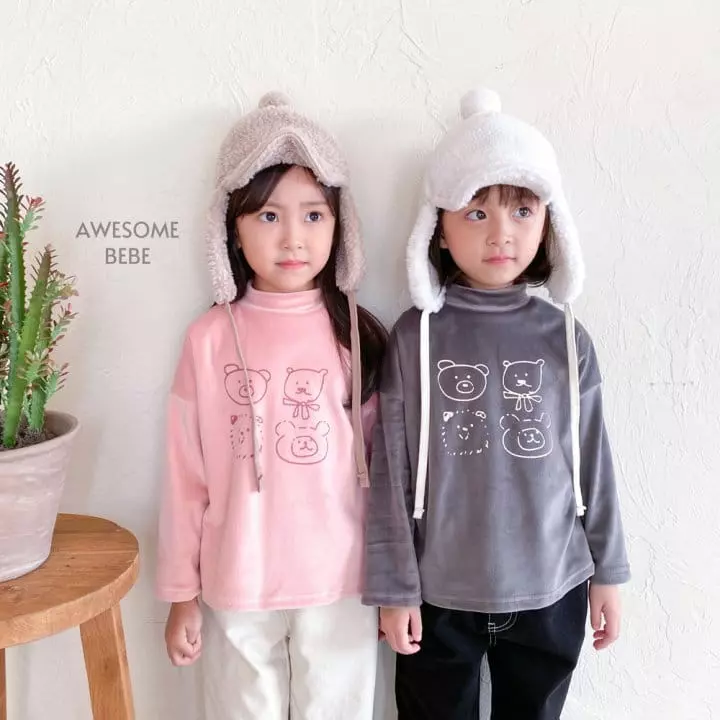 Awesome Bebe - Korean Children Fashion - #childofig - bear Boodle Half Turtleneck Tee - 3