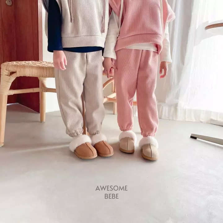 Awesome Bebe - Korean Children Fashion - #childofig - Waffle Vest Set - 2