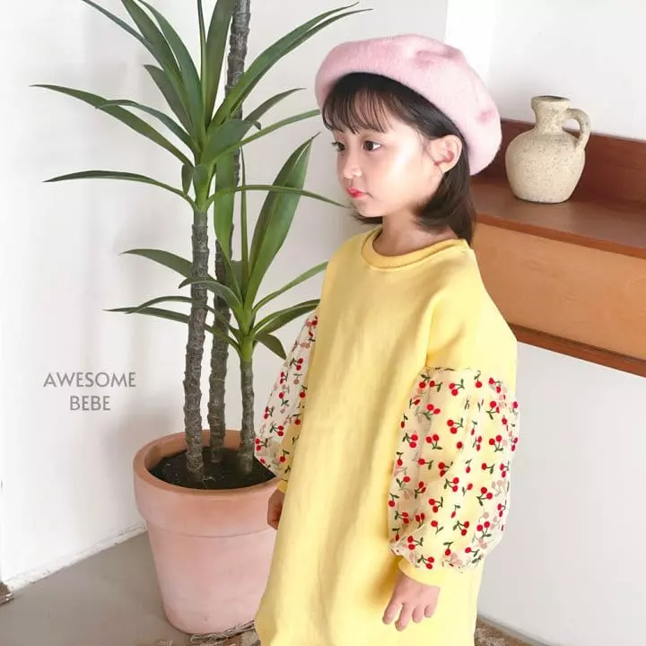 Awesome Bebe - Korean Children Fashion - #childrensboutique - Cherry Sleeves Mesh Skirt