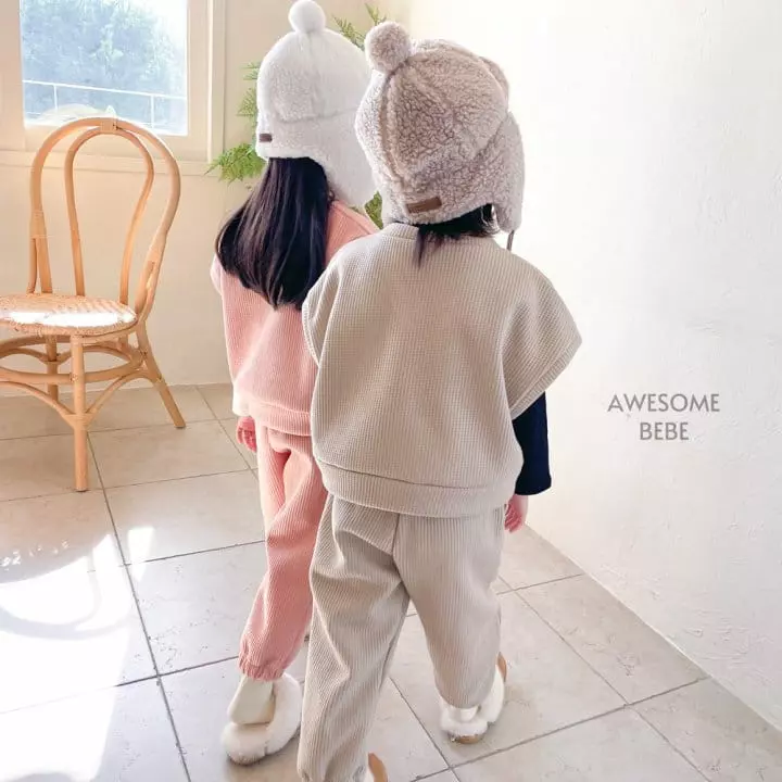 Awesome Bebe - Korean Children Fashion - #childrensboutique - Waffle Vest Set - 3