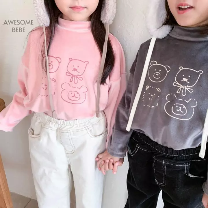 Awesome Bebe - Korean Children Fashion - #designkidswear - bear Boodle Half Turtleneck Tee - 5