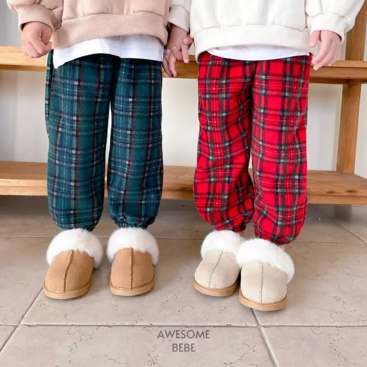 Awesome Bebe - Korean Children Fashion - #designkidswear - Tatan Check Fleece Pants