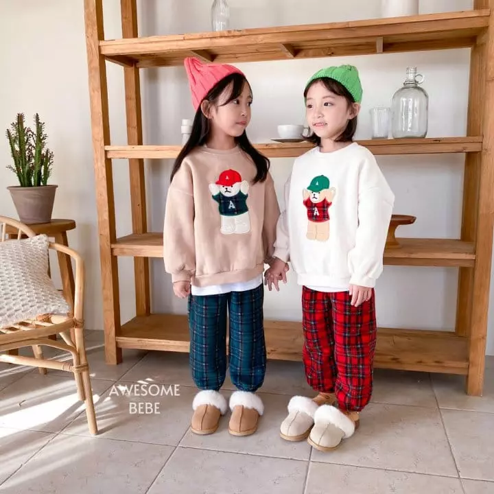 Awesome Bebe - Korean Children Fashion - #discoveringself - Tatan Check Fleece Pants - 2