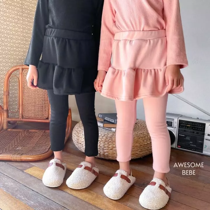 Awesome Bebe - Korean Children Fashion - #kidsshorts - Mink Skirt Leggings - 6
