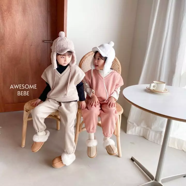 Awesome Bebe - Korean Children Fashion - #kidsstore - Waffle Vest Set - 8