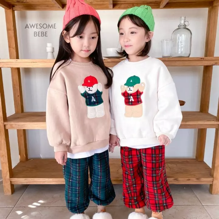 Awesome Bebe - Korean Children Fashion - #kidsstore - Tatan Check Fleece Pants - 5