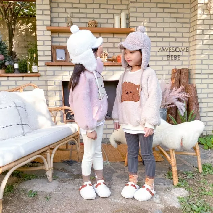 Awesome Bebe - Korean Children Fashion - #kidzfashiontrend - Bear Boa Sweatshirt