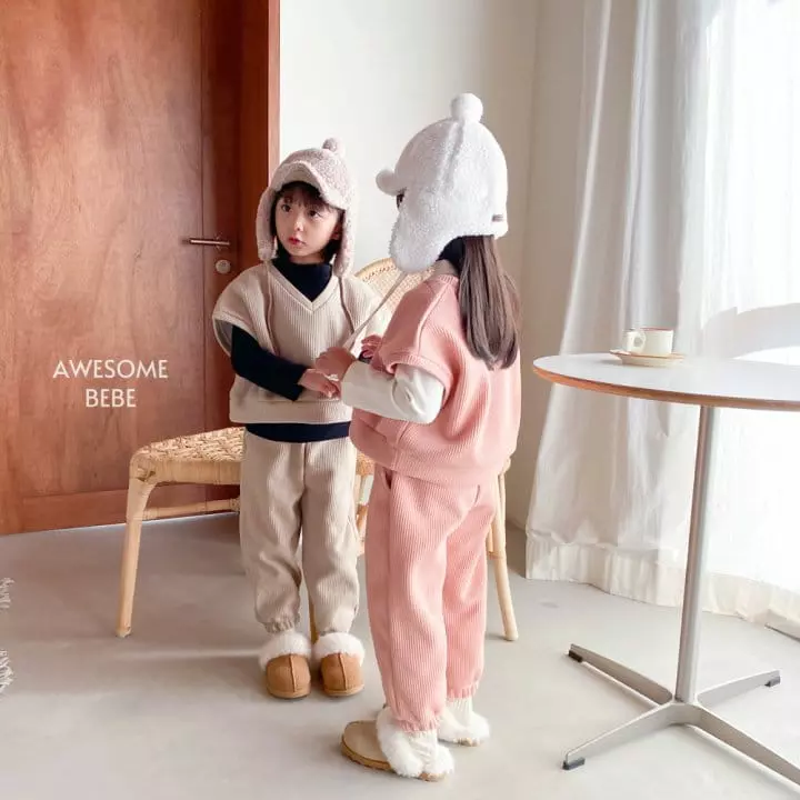 Awesome Bebe - Korean Children Fashion - #kidzfashiontrend - Waffle Vest Set - 9