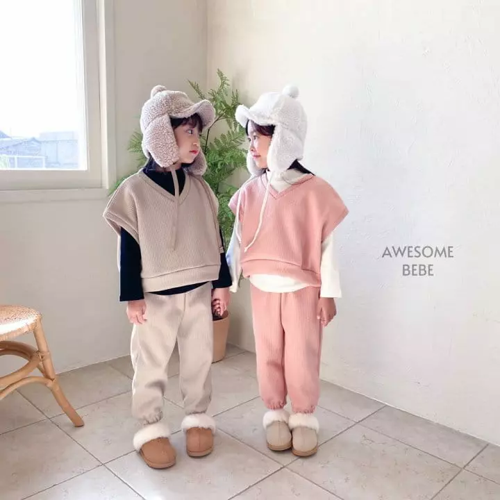 Awesome Bebe - Korean Children Fashion - #littlefashionista - Waffle Vest Set - 11