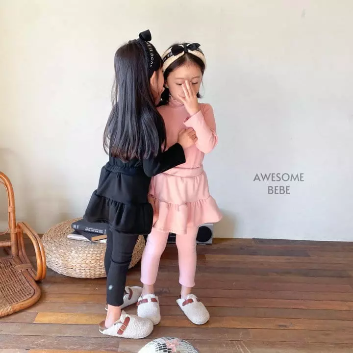 Awesome Bebe - Korean Children Fashion - #toddlerclothing - Terry Rib Turtleneck Tee - 2