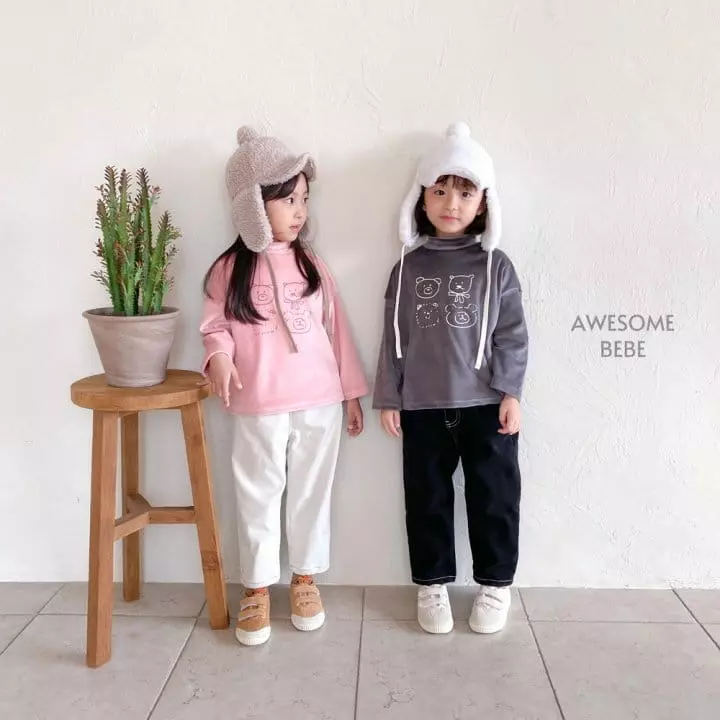 Awesome Bebe - Korean Children Fashion - #toddlerclothing - bear Boodle Half Turtleneck Tee