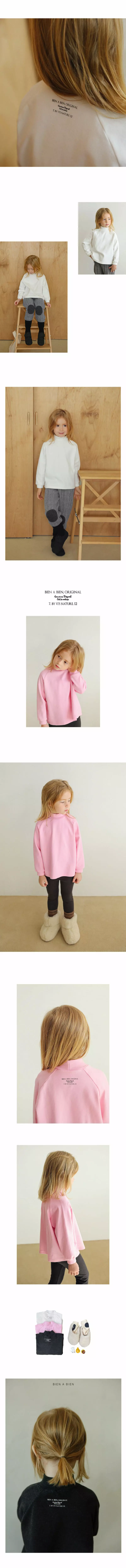 BIEN A BIEN - Korean Children Fashion Brand - #childrensboutique - Waffle Ralgan Mock Neck Tee - 2