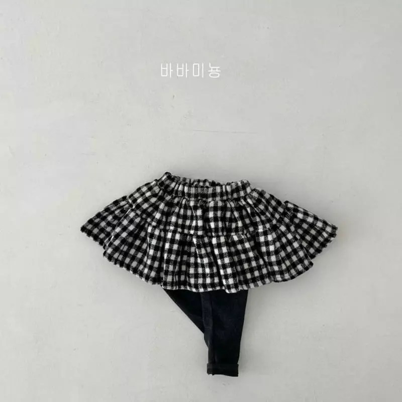Babar Mignon - Korean Children Fashion - #fashionkids - Check Cancan Skirt Leggings - 2