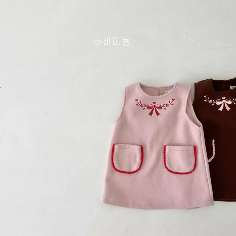 Babar Mignon - Korean Children Fashion - #kidsstore - Ribbon Embrodiery One-piece - 3