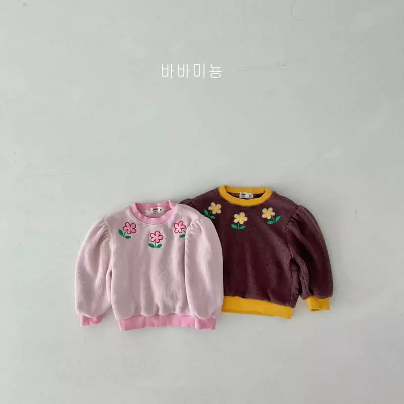 Babar Mignon - Korean Children Fashion - #littlefashionista - Flower Embrodiery Sweatshirt - 2