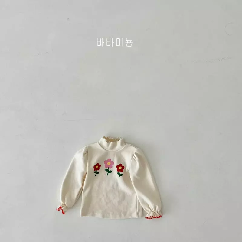 Babar Mignon - Korean Children Fashion - #littlefashionista - Flower Turtleneck Tee - 5