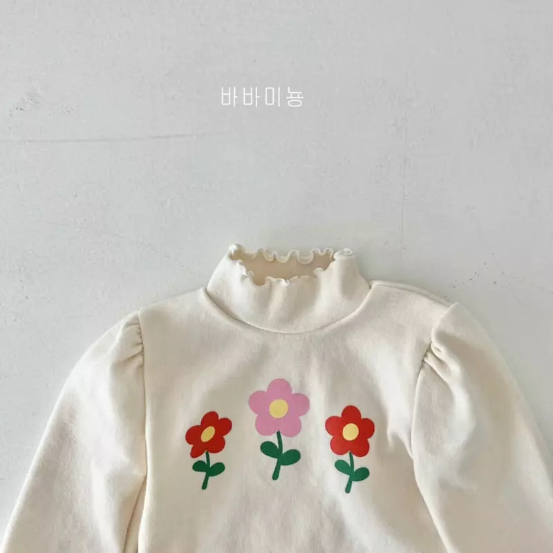 Babar Mignon - Korean Children Fashion - #magicofchildhood - Flower Turtleneck Tee - 6