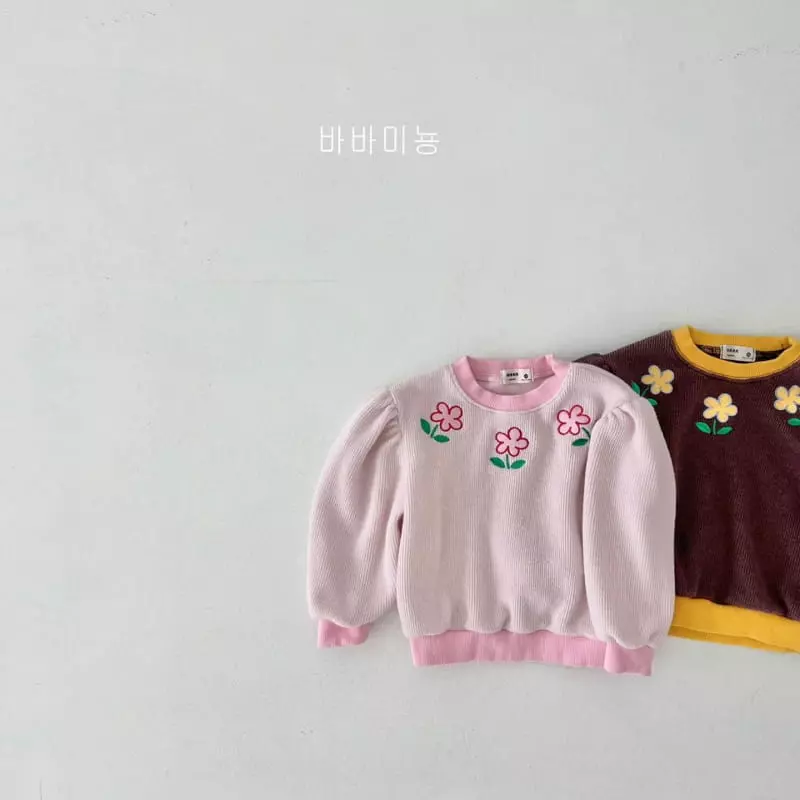 Babar Mignon - Korean Children Fashion - #prettylittlegirls - Flower Embrodiery Sweatshirt - 5
