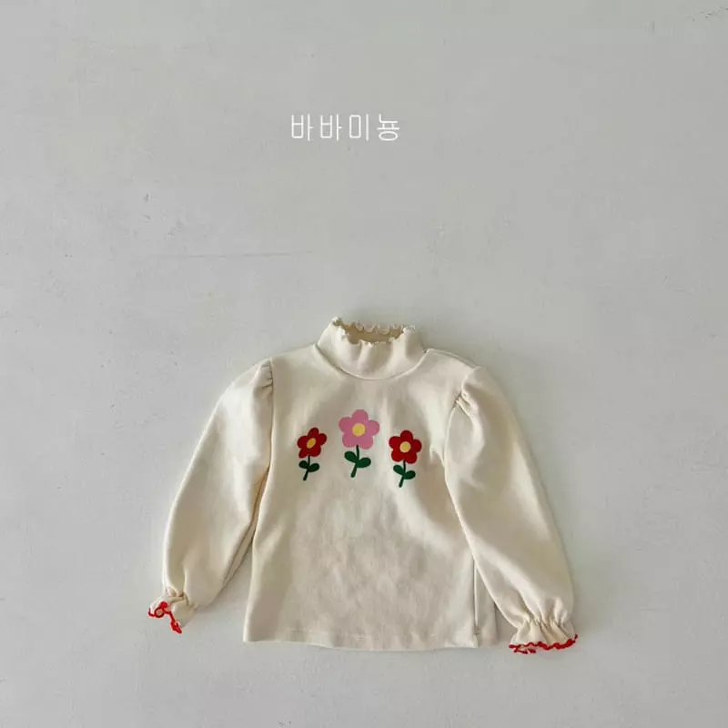 Babar Mignon - Korean Children Fashion - #prettylittlegirls - Flower Turtleneck Tee - 8