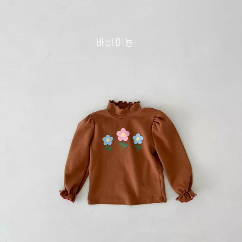 Babar Mignon - Korean Children Fashion - #todddlerfashion - Flower Turtleneck Tee - 9