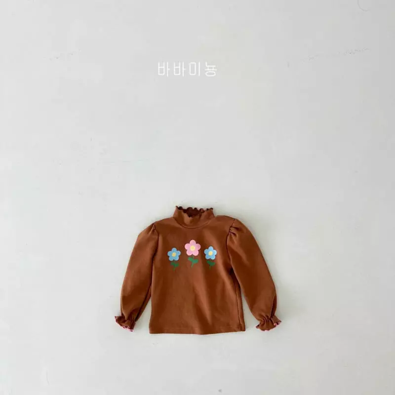 Babar Mignon - Korean Children Fashion - #toddlerclothing - Flower Turtleneck Tee - 10
