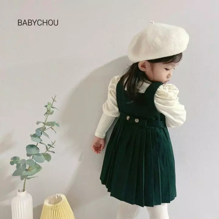 Babychou - Korean Children Fashion - #childrensboutique - Pleats One-piece - 6