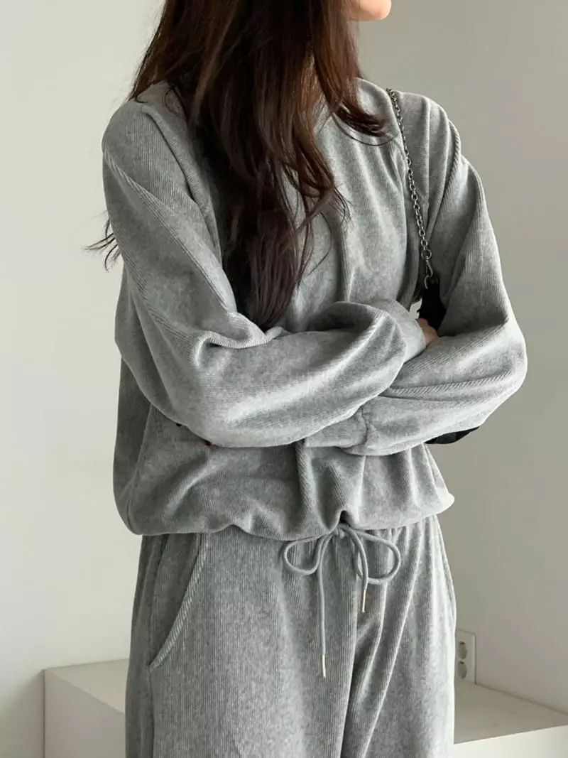 Baribari - Korean Women Fashion - #momslook - Veloure Sweatshirt - 7