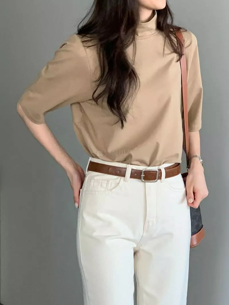 Baribari - Korean Women Fashion - #shopsmall - Half Turtleneck Tee - 7