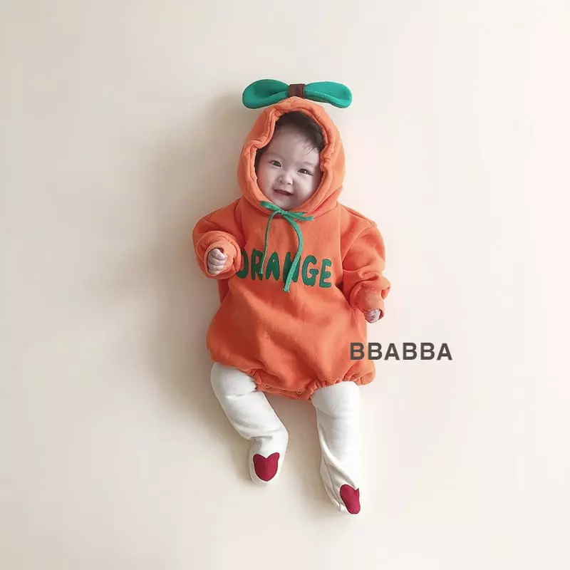 Bbabba - Korean Baby Fashion - #babyfever - Fleece Orange Bodysuit - 3
