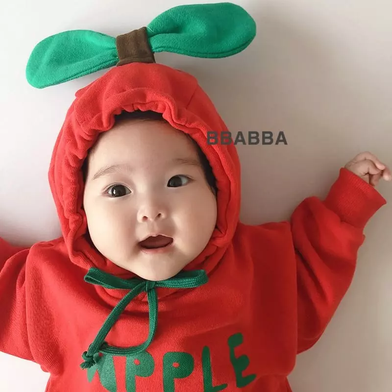 Bbabba - Korean Baby Fashion - #babyfever - Fleece Apple Bodysuit - 2