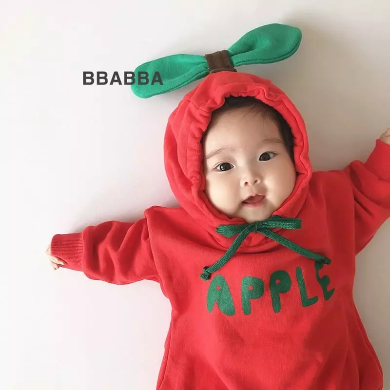 Bbabba - Korean Baby Fashion - #babygirlfashion - Fleece Apple Bodysuit - 3