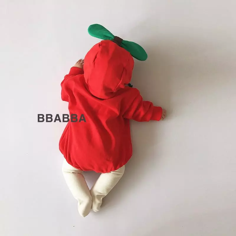 Bbabba - Korean Baby Fashion - #babygirlfashion - Fleece Apple Bodysuit - 4