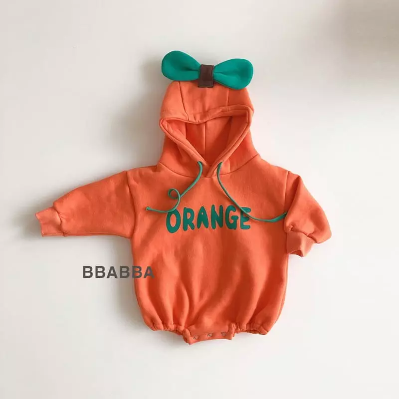 Bbabba - Korean Baby Fashion - #babyootd - Fleece Orange Bodysuit - 7