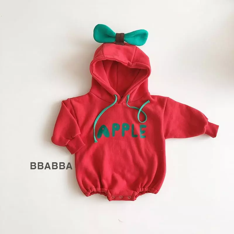 Bbabba - Korean Baby Fashion - #babyootd - Fleece Apple Bodysuit - 6