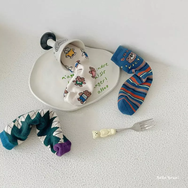 Bebe Bruni - Korean Children Fashion - #childrensboutique - Bear Socks Set - 3