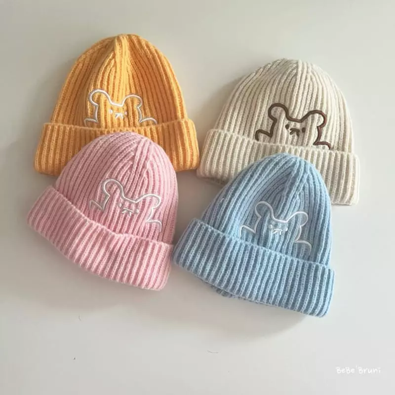Bebe Bruni - Korean Children Fashion - #designkidswear - Bear Embrodiery Beanie