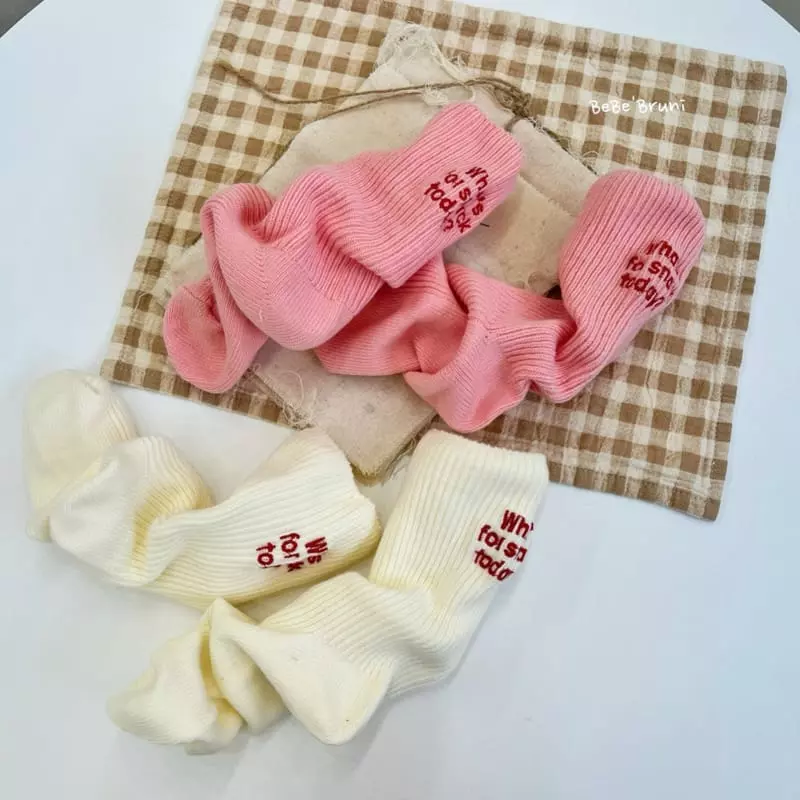 Bebe Bruni - Korean Children Fashion - #magicofchildhood - Rib Lettering Socks Set Adult - 2