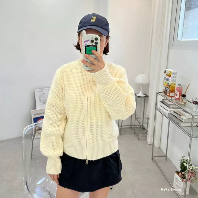 Bebe Bruni - Korean Women Fashion - #momslook - Waffle Zip-up Mom