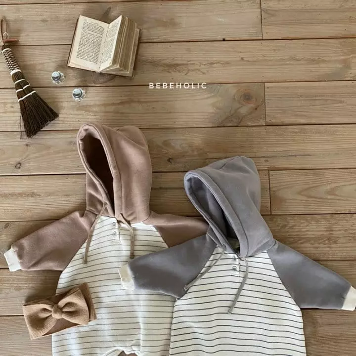 Bebe Holic - Korean Baby Fashion - #babylifestyle - Stripes Hoody Bodysuit