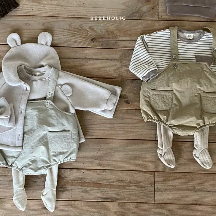 Bebe Holic - Korean Baby Fashion - #babyoninstagram - Padding Dungarees Bodysuit